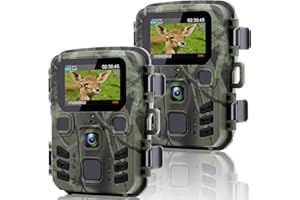 SUNTEKCAM Mini Trail Cameras 2Pack 24MP 1080P Game Camera with Fast 0.2s Motion Activated, Clear 65ft Night Vision Waterproof