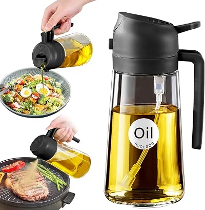YARRAMATE Oil Sprayer 16oz 470ml Dual-Function Glass Bottle Black