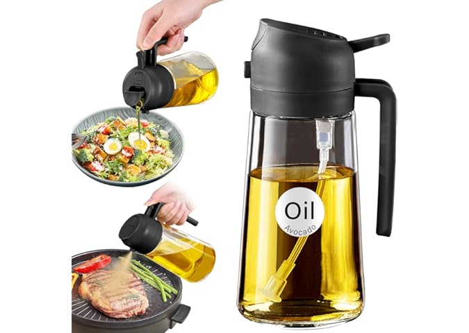 YARRAMATE 16oz/470ml Glass Olive Oil Sprayer for Cooking with Stickers, 2 i...