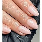 Artquee Press on Nails Short Soft Pink Almond False Tips Glossy Reusable Fake Stick on Nails Kit for Women - 32 Pcs 16 Sizes