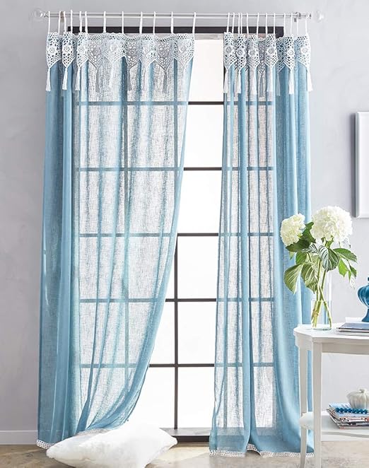 Amazon Com Chf Suri Macrame Tab Top Curtain Panel Home Kitchen