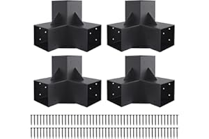 Neorexon Pergola Kit Elevated Wood Stand Kit Woodwork for 4"x 4" (Actual 3.5" x 3.5"), Solid Steel Wooden Gazebo Kit for Outdoor 3 Way Right Angle Corner Bracket - Includes Screws