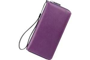 Lavemi Women's RFID Blocking 100% Leather Large Capacity Zip Around Wallet Phone Holder Clutch Travel Purse Wristlet