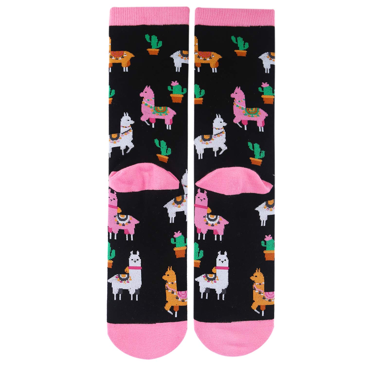Womens Novelty Llamas Crew Socks Crazy Funny Cactus Casual Animals Dress Socks