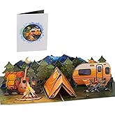 Rykamia Night Camper Camping Trip Pop Up Card, Blank Camping Card With Envelop, One Happy Camper Card, Birthday Camping Card, Happy Retirement Card, RV Card Thank You Card, Camping Card for Husband