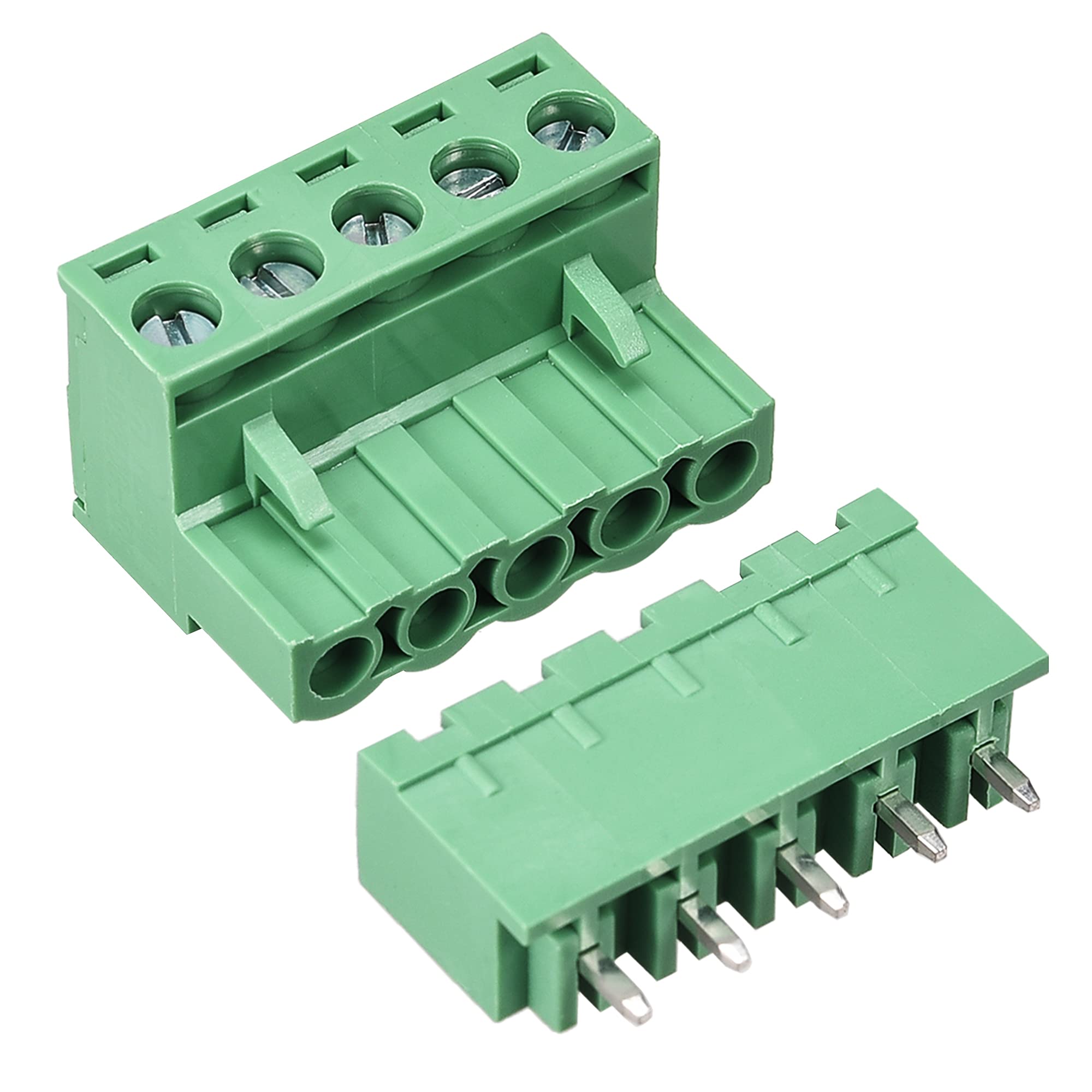 sourcing map 5 Pin 5.08mm Pitch Male Female PCB Screw Terminal Block 15 Sets