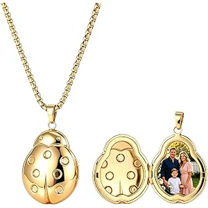 TIMENDURA Stainless Steel Photo Locket Necklace for Women, 3mm Box Chain, Personalized Picture Holder Pendant, Waterproof Hyp