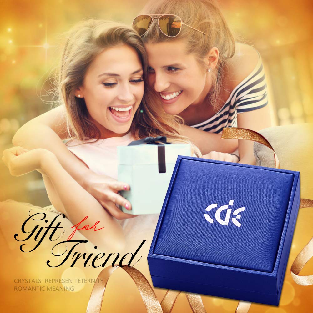 CDE Jewery for Women Swarosvki Pendant Necklaces Set with Silver Angel Wing Crystal Stud Earrings Birthsone Birthday Gifts for Women Girls