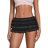 LYSINK Womens Lace Trim Layered Ruffle Lolita Bloomer Boy Shorts Y2k Bubble Frilly Pumpkin Fairy PJ Bottoms Mini Short Pants