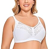 DELIMIRA Women's Wireless Bra Plus Size Support Lace Unlined Cotton Full Coverage