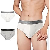 BATTEWA Men's Incontinence Underwear for Bladder Leakage 100mL Leakproof Briefs Cotton Absorbent Urine Protection, 2-Pack.(Large,Gray-White)