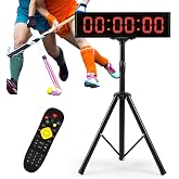 Flyrivergo 25.6" Cordless Race Clock for Running Events with Tripod | 6.4FT High LED Large Timer Countdown/up Clock Stopwatch with IR Remote Control for Sports Race, Marathon