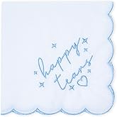 Biubumtu White Happy Tears Handkerchief for Bride, 10"x10" White Embroidered Bridal Something Blue Keepsake