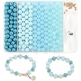 Xilitata 8mm Glass Beads for Jewelry Making,Crystal Beads Bracelets Making Kit Blue Beads Crafts DIY Beads 400pcs