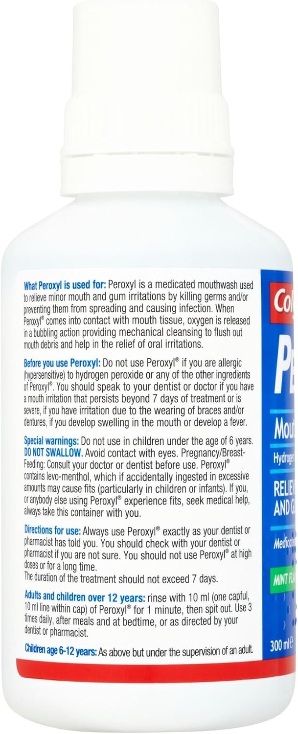 4 Bottles of Colgate Peroxyl Mouthwash Mint Flavour 300ml, 300 ml (Pack of 4) - Image 4