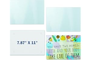 Vesub 4 Pcs Sublimation Glass Cutting Boards Blanks, 11 x 7.87 Inch Rectangle Glass Cutting Boards with Rubber Feet for Kitchen,Scratch Heat Resistant,Non Slip Cutting Boards for Heat Press Print