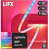LIFX Supercolor Smart LED Strip Lights 10ft (120" Kit), Color Changing Multizone RGB + Tunable White, 24 Color Zones, 2.4GHz, No Hub, Apple HomeKit, Alexa &amp; Google Home, Music Sync, Dimmable