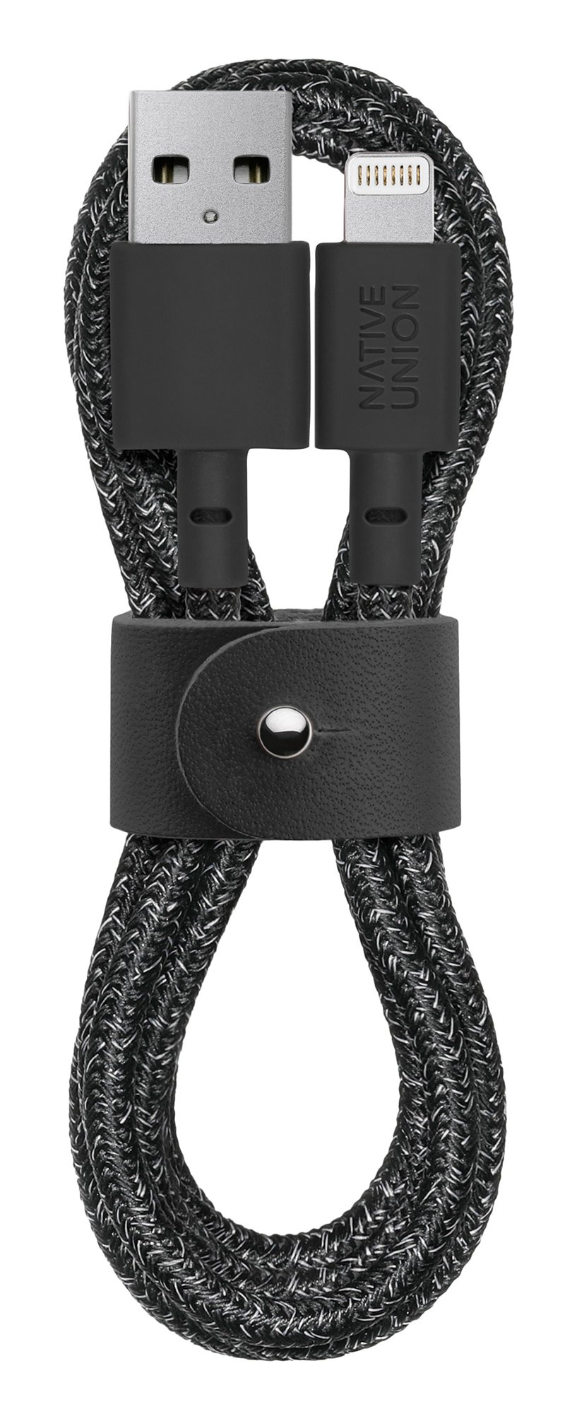 Photo 1 of Native Union Belt Cable USB-A to Lightning - 4ft Ultra-Strong Reinforced [MFi Certified] Durable Charging Cable with Leather Strap Compatible with iPhone 14, iPhone 13, iPhone 12 and Earlier (Cosmos)