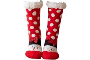 Royal Hong Beauty Fuzzy Slipper Socks for Kids Girls Women with Grippers Non Slip，Kids Warm Fuzzy Christmas Slipper Socks