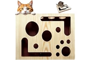 GENERIC Cat Scratch Puzzle Enrichment Box, Wooden Cat Nail File Box, Maze Cat Scratch Puzzle Box & Sandpaper Inside, It's A Stress-Free Alternative to Trimming Your Nails