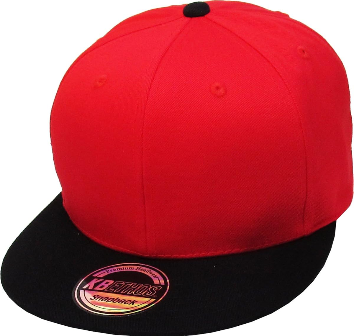 KNW-1467 BLK Cotton Snapback Solid Blank Cap Baseball Hat Flat Brim: Clothing