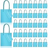 Zhehao 50 Pack Valentine's Day Mini Gift Bags Bulk 4x2.75x4.5 Tiny Extra Small Paper Thank You Gift Bags with Handles and Tags for New Year Birthday Party Favors Boutique Business(Peacock Blue)