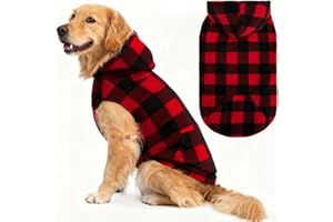 EXPAWLORER Dog Hoodie Fleece Sweater Vest, Plaid Dog Sweatshirt Fall Winter Pet Clothes with Leash Hole, Sleeveless Warm Cozy Puppy Clothing for Cat Small Medium Large Dogs Girl Boy, Checkered XXL