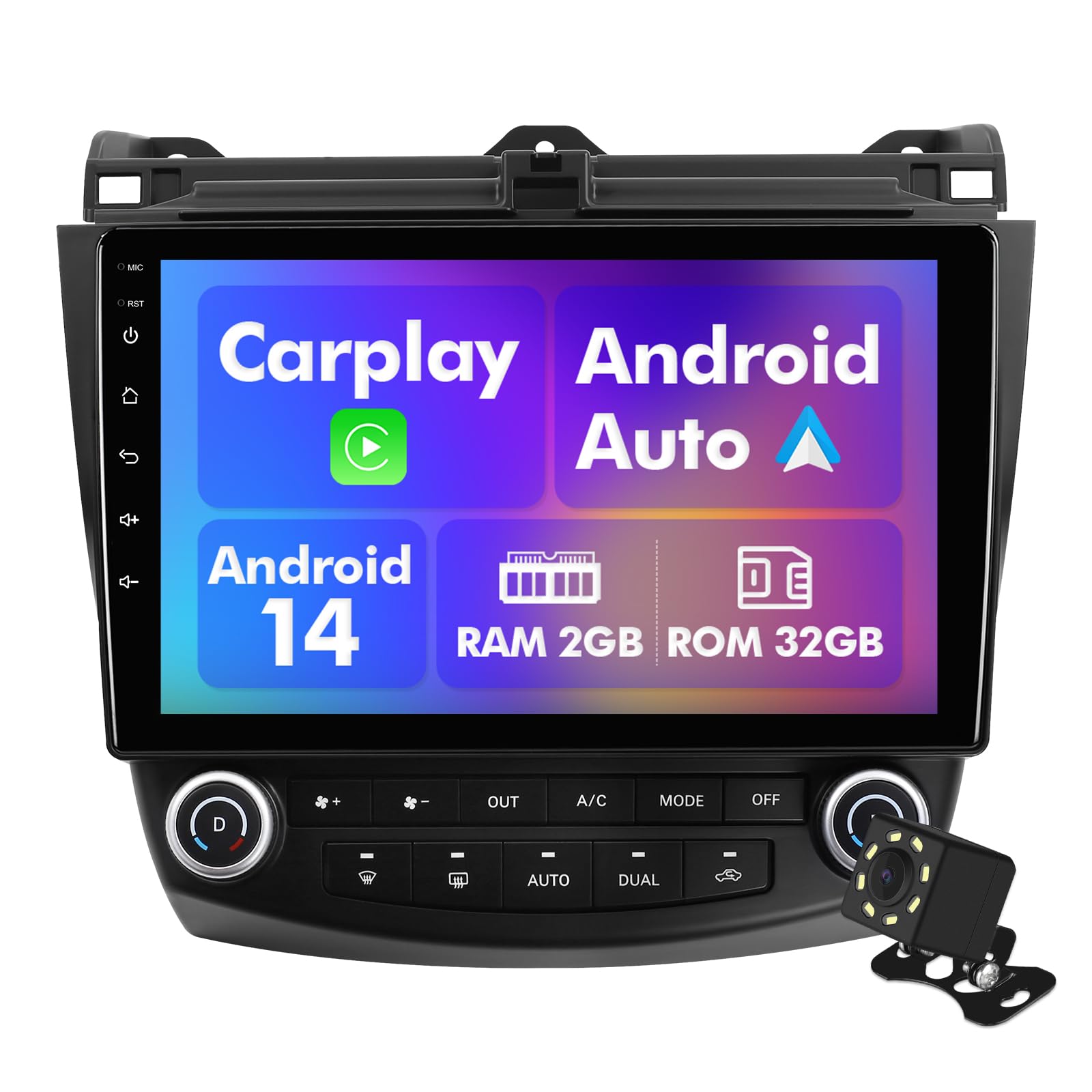 Photo 1 of **NO BOX/MISSING PARTS**Android 14 Car Stereo for Honda Accord 2003-2007, 10.1" IPS Touchscreen Radio with 2GB+32GB, Wireless CarPlay & Android Auto, GPS Navigation, WiFi, Bluetooth, Backup Camera, SWC