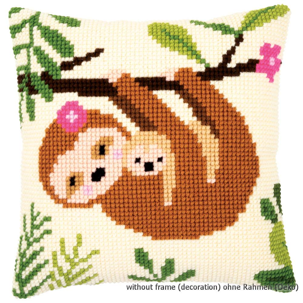 Vervaco PN-0179231 Sloth II Printed Cross Cushion Cotton, Multi-Colour, 40 x 40 cm