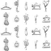 KitBeads 100pcs 10 Styles Antique Sewing Charms Tibetan Sewing Machine Scissors Yarn Charms for Jewelry Making Bracelet Bulk