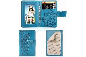 Ropigo Cell Phone Butterfly Wallet,Credit Card Holder for Back of Phone Pocket 3M Adhesive Sticker Card Pouch Sleeve for iPhone/Samsung Galaxy/Moto/Google/Android and Most Smartphones (A-Blue)