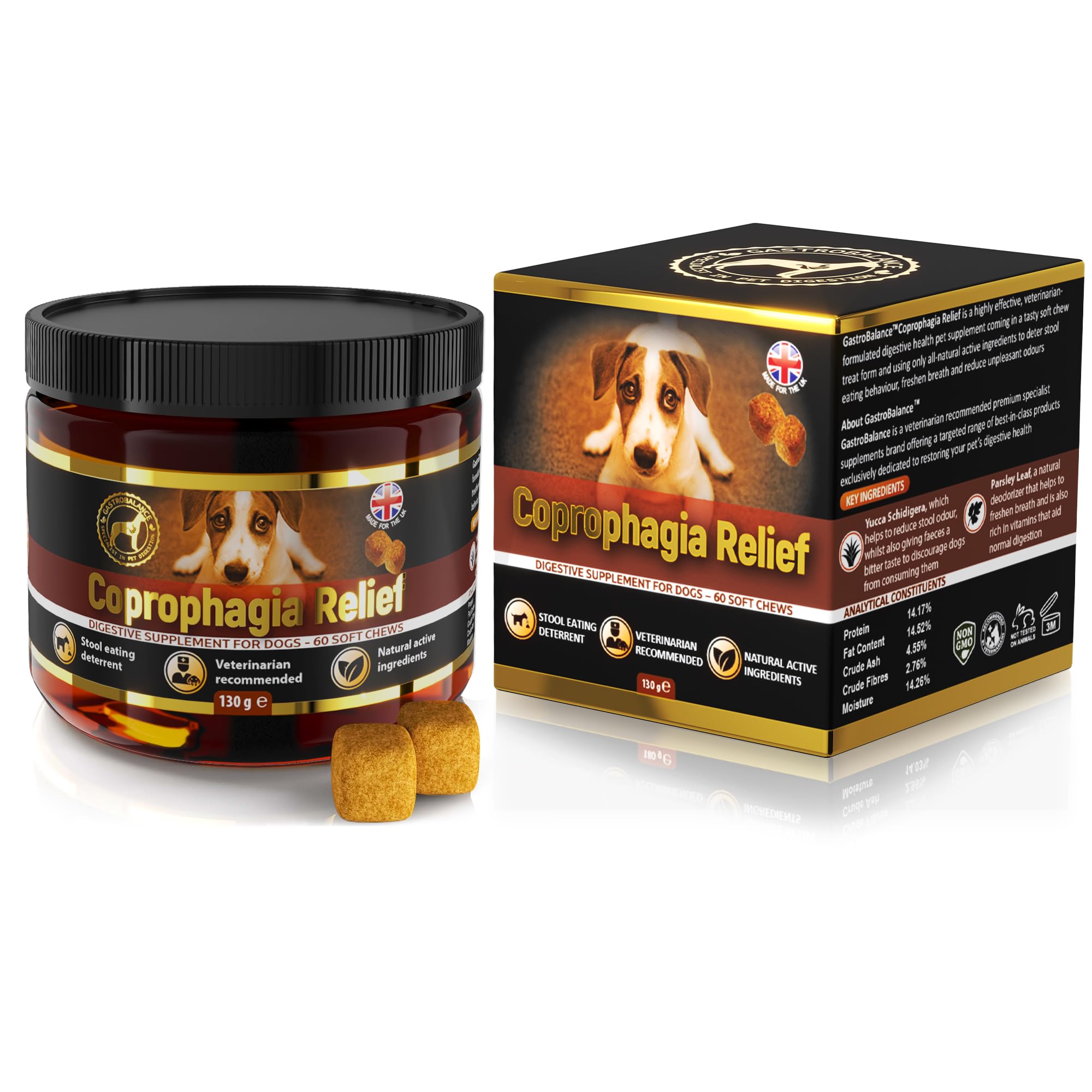 GastroBalance dog coprophagia relief – 100% natural ingredients coprophagia deterrent for dogs – 60 coprophagia soft chews to stop stool eating (Chicken)