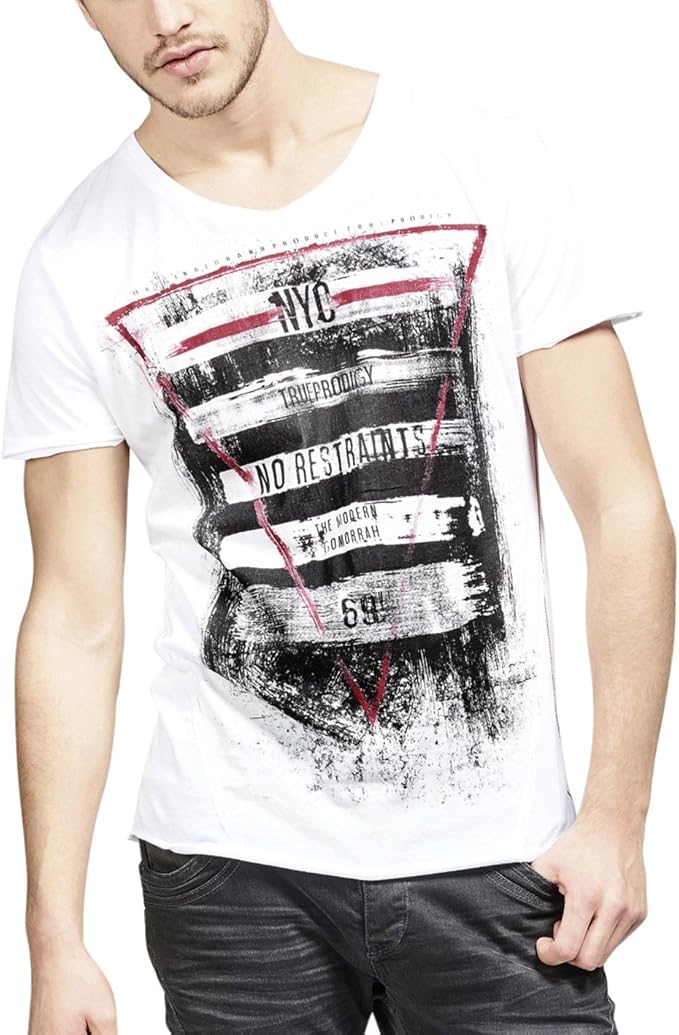 trueprodigy Casual Herren Marken TShirt Aufdruck Oberteil Cool Stylisch Rundhals Kurzarm Slim
