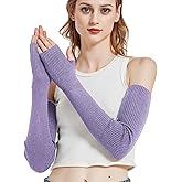 Novawo Wool Blend Warm Arm Warmers Super Soft Long Fingerless Gloves for Women
