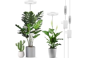 LORDEM Full Spectrum LED Grow Lights, Brightness Adjustable Plant Lamps with Auto On/Off Timer, Height Adjustable Growing Lights for Indoor Plants, Pack of 2