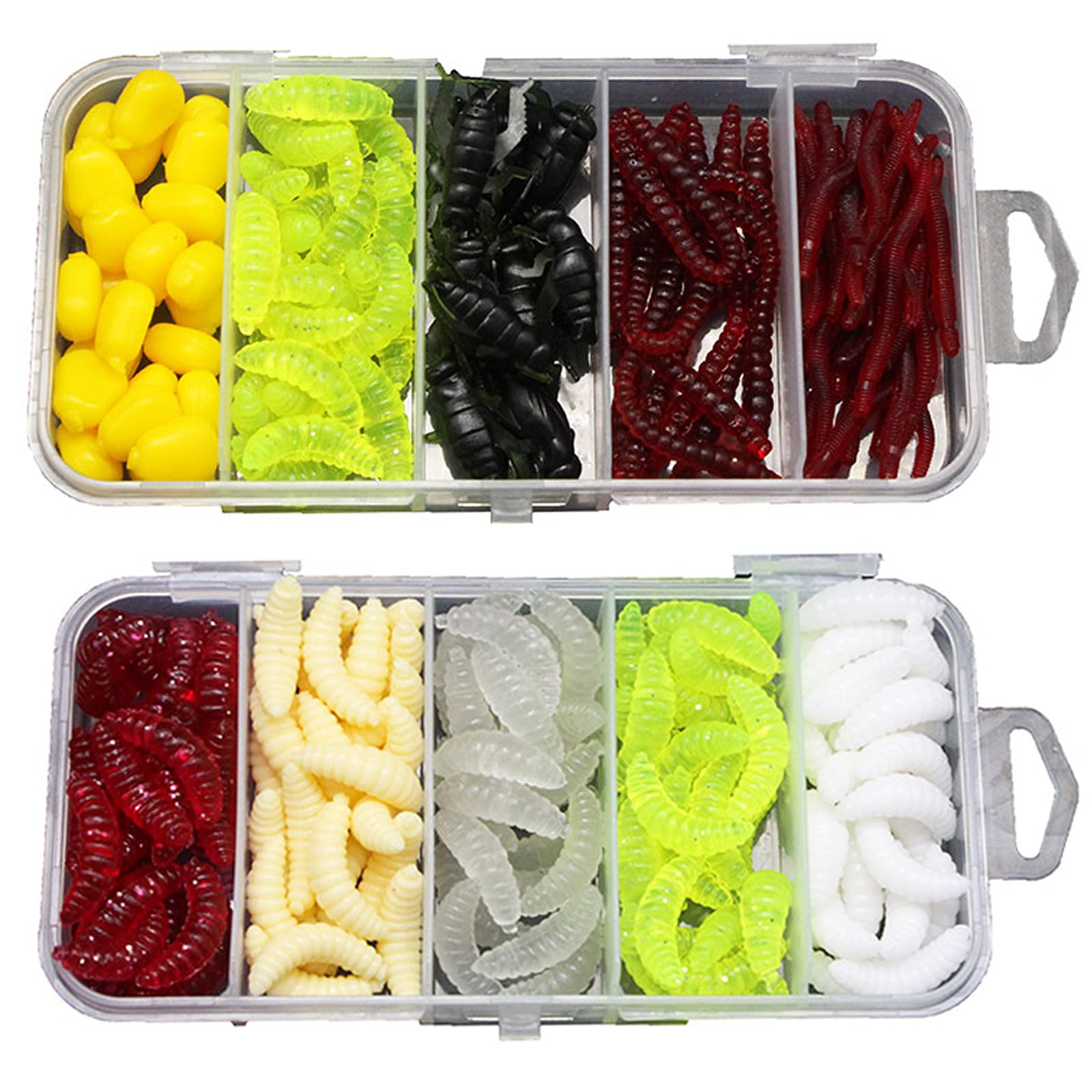 GFJFG Worm Fishing Fishing Lure Box Set Artificial Worm Premium Quality Soft Plastic Fishing Lure Artificial Bait Worms Fish Fight Toy Carry Stone