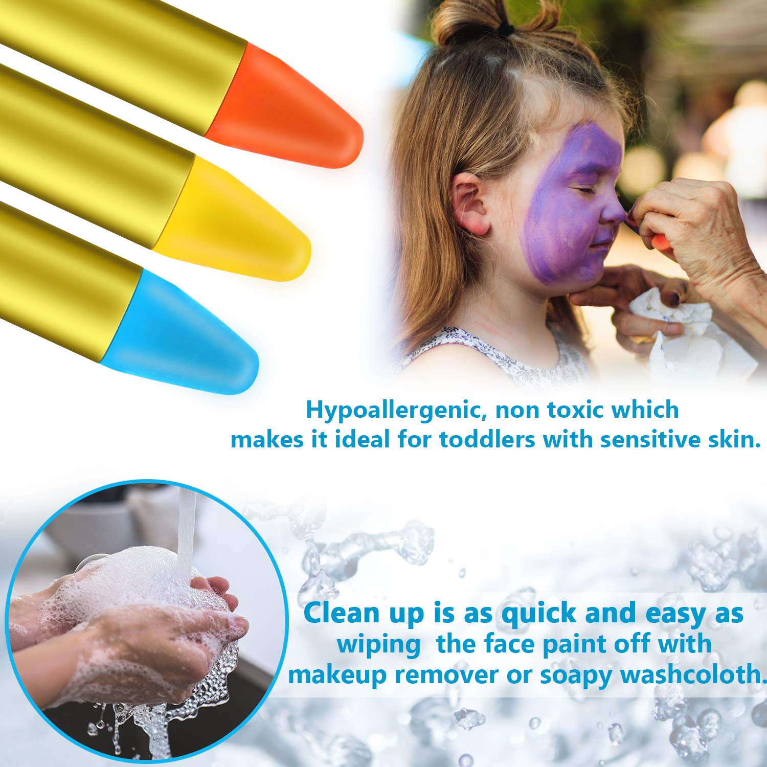Face Painting Kits for Kids, Panvox 28 Colors Crayons Body Paint Face Paint Kit for Kids Professional Makeup Kit with No Toxic for Halloween
