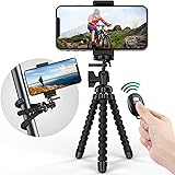 ORIbox Premium Phone Tripod, Flexible Tripod with Bluetooth Remote Control & Phone Holder, Compatible with iPhone and Android