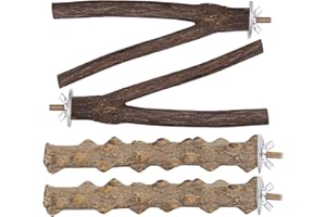 Mogoko 4 Pcs Bird Perches Parrot Stand Natural Wood Perch Parakeet Toys Bird Cage Accessories for Conure Supplies Budgie Platform