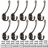 IBosins 10 Pack Heavy Duty Dual Coat Hooks Wall