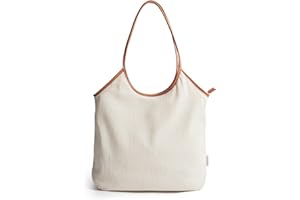 BAGSMART BAGSMRT Corduroy Tote Bag for Women with PU Leather Handles, Casual Shoulder Bag with Zipper Handbag for Travel Work