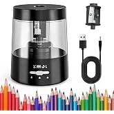 ZMOL Electric Pencil Sharpener, USB or 2 AA Powered, 6-8mm, Black | Suitable for Colored Pencil No.2,Fast Sharpening,3 Modes,Tungsten Steel Blade Holder, Portable for Classroom Office Home