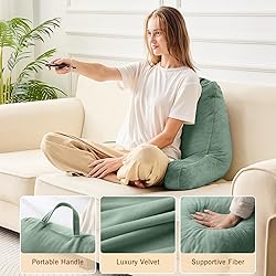 Sasttie Reading Pillow for Bed, Velvet Back Support