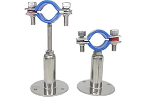 NOVSINO Stainless Steel Adjustable Pipe Clamp Bracket - Wall/Ceiling Mount Support for 3/4-Inch (25mm) Pipe, Heavy-Duty Rustproof Brackets with Screws, Set of 2