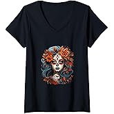 Day Of The Dead I Sugar Skull I Dia De Los Muertos V-Neck T-Shirt