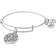 Alex and Ani Expandable Wire Bangle Bracelet for Women, Always in My Heart Charm, Rafaelian Silver Finish, 2 to 3.5 inches
