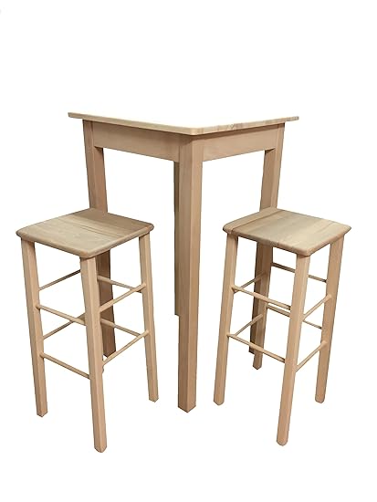 Tavolo In Legno 60x60 Alto Cm 102 Da Terra Grezzo Con 2