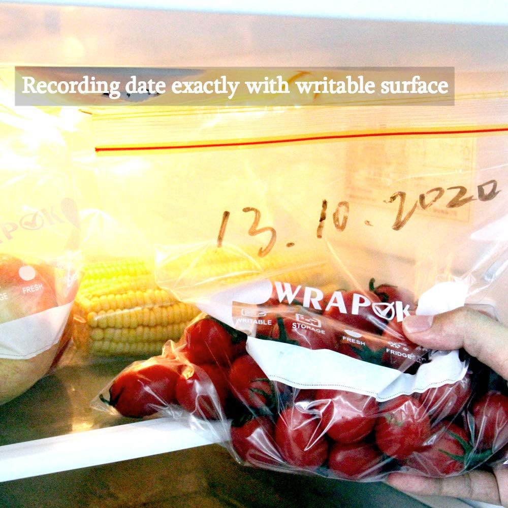 WRAPOK Ziplock Freezer Bags Large Reusable Food Plastic Seal Bag Soup Storage Zip Lock Bag, 10.5 x 11 Inch - 100 Count - Image 4