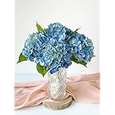 SUMTIPHUN 4 Pcs Real Touch Hydrangeas Gradient Blue Artificial Hydrangeas Flowers Real-Looking Faux Latex Hydrangea for Kitchen Living Room Porch Home Decor Baby Shower Party Wedding Table Centerpiece
