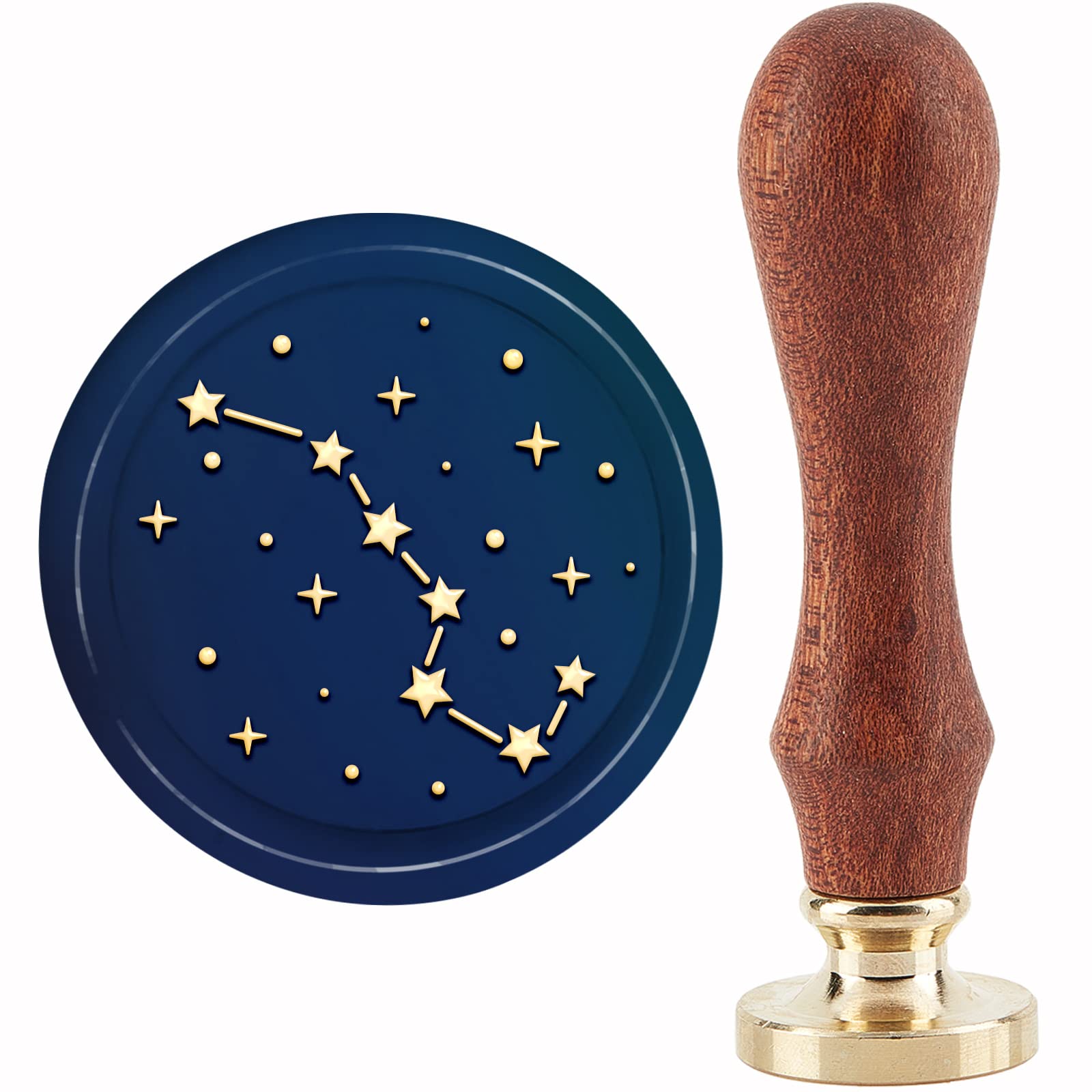CRASPIRE Big Dipper Wax Seal Stamp Stars Sky Wax Stamp 30mm/1.18inch Removable Brass Head Sealing Stamp with Wooden Handle for Invitation Envelope Cards Gift Scrapbooking Decor